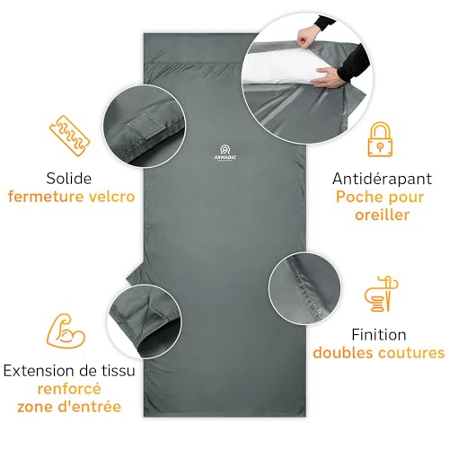 Sac de couchage Nomadic - Très léger, fin et compact Sac de couchage - Ultra léger, mince, petit - Idéal pour les auberges et les chalets de montagne – Image 5