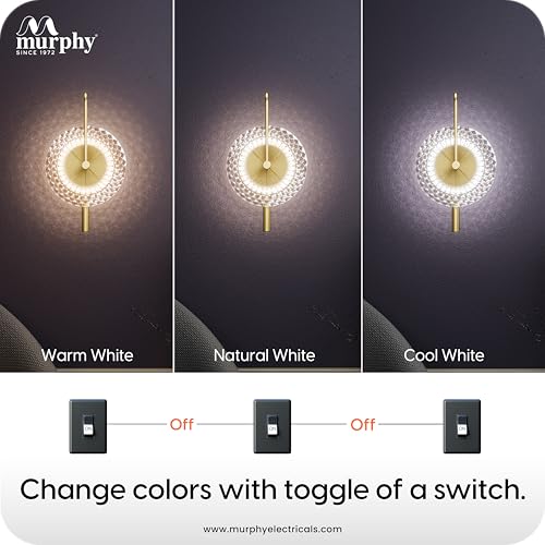 Image of Murphy Prisma Crystal LED Wall Lamp| 3 Color Change (Warm /Natural /Cool White) | Diamond Cut Glass | 6W Aluminium Wall Light for Living Room, | Pack of 1 | BIS Approved | 2 Year Warranty