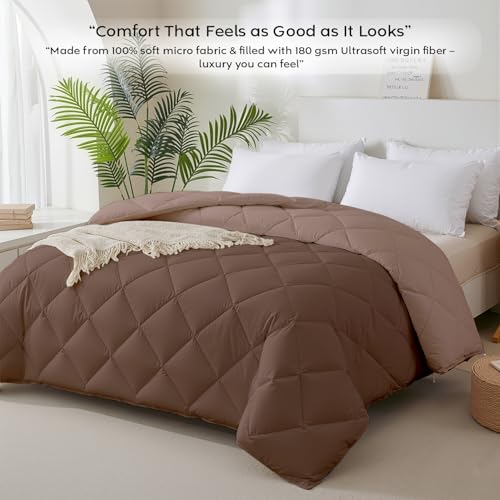 Image of AYKA Reversible AC Comforter 150 GSM Lightweight Microfiber Summer Blanket for Single Bed (60x90 Inches) | Soft Cooling Quilt, Breathable All Season Duvet for AC Room | Taupe & Brown