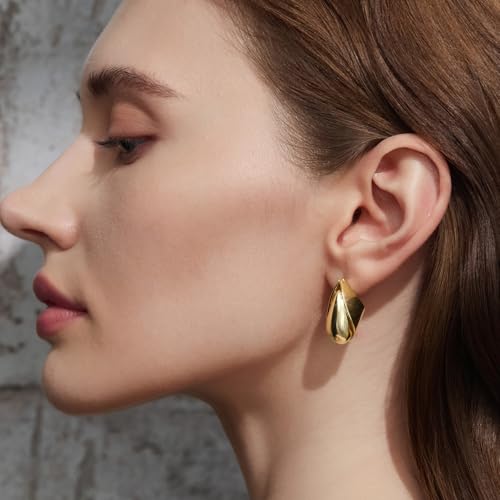 Cicy Bell Womens 14k Gold Plated Earrings Teardrop Chunky Gold Elegant Stud Post Earrings Trendy Jewelry for Lover Mom Friends4
