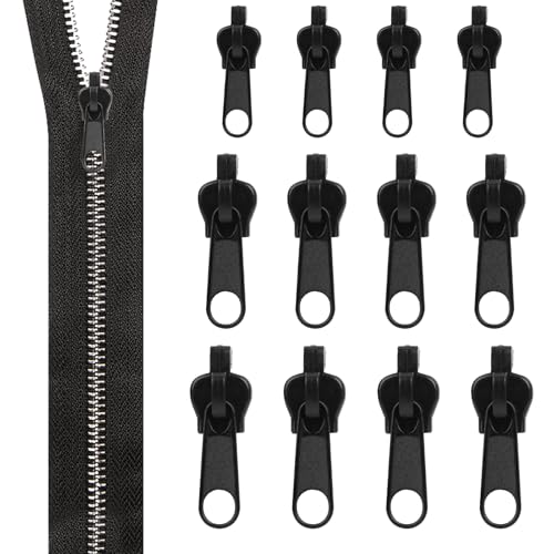 Swiftctrl Cremallera y Cremallera Reparación, Lote de 12 Kits Universales y Desmontables, para Ropa (Chaquetas, Abrigos, Vestidos), Equipaje, Maletas y Mochilas, Fácil de Usar