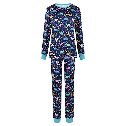 CUTIECLUB Christmas Family Matching Jammies Xmas Dinosaur Printed Sleepwear Pajamas Set Leisure Wear Outfits Nightwear Mom M Cover