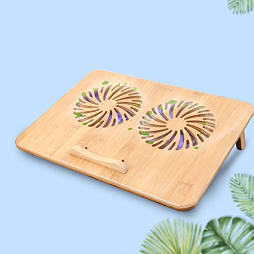 Base de refrigeración para laptop con ventiladores y estructura de bambú miniatura 4