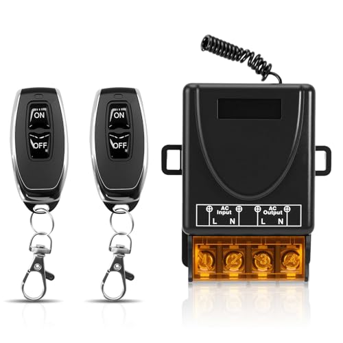 Interruttore telecomando radio AC 220 V 230 V 30 A relè ricevitore con 2 trasmettitori, controllo radio RF per luce, pompa dell'acqua, elettrodomestici, irrigazione agricola e dispositivi elettrici