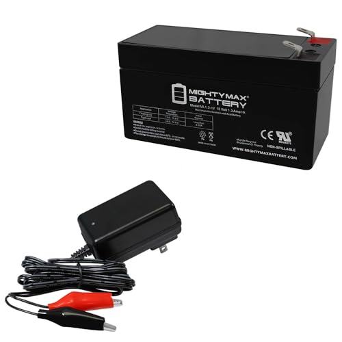 Mighty Max Battery 12V 1.3Ah Replacement Battery for Sentry Lite Pm1212 + 12V Charger