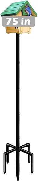 Mokeyder 75 Inch Bird House Pole Mount Kit, Adjustable Heavy Duty Bird Feeder Pole for Outdoors, Universal Mounting Post Set with 5-Prong Base, Black, 1 Pack