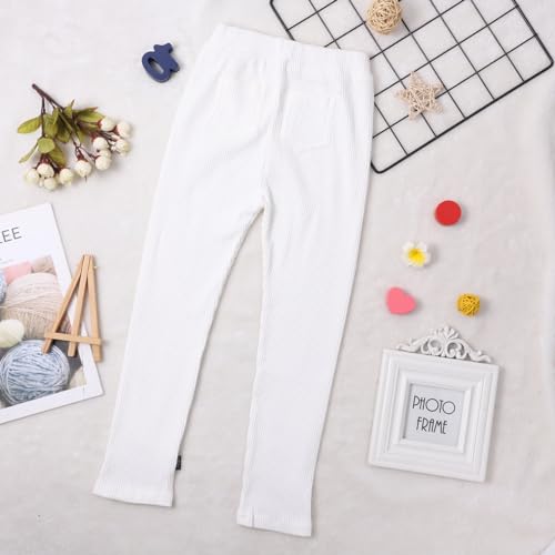 Toddler Girl Leggings Girls Footless Knitted Stocking Pants Stretchy Soft Tights Pants Kids Ankle Length Pants3