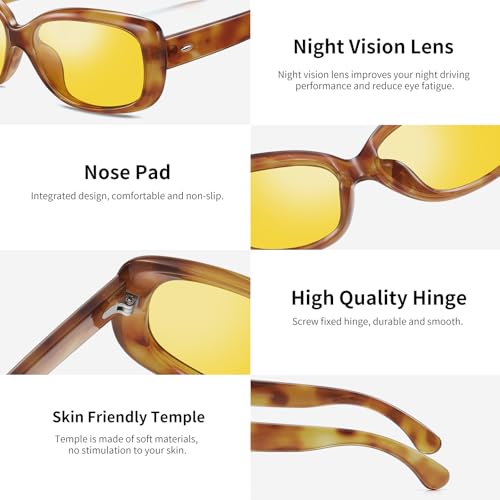 Wzerry Night Vision Glasses for Women Men(Polarized Night Driving Glasses with UV 400 Protection Havana Frame for Driving)4