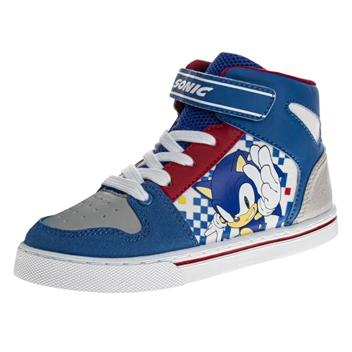 Josmo Sonic The Hedgehog High Top Sneakers for Boys - Sonic Sneaker Ankle Hightops Lightweight Breathable Casual Shoes (Sizes: 11-13 Little Kids / 1-3 Big Kids)