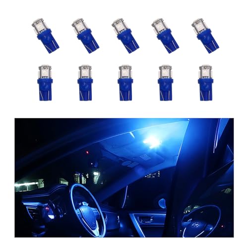 10 Bombillas LED T10 para auto, kit 5050 5SMD color azul