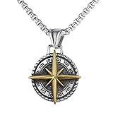 Sumpgle Collier pendentif boussole vintage unique en acier inoxydable pour hommes Present parfait pour les amateurs de style punk euro-méricain
