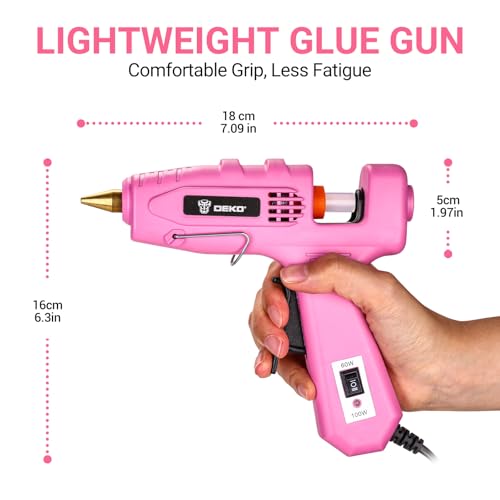 Hot Glue Gun Full Size: DEKOPRO 60/100Watt Dual Temp Hot Glue Gun Kit with 25 Glue Sticks, Organize Storage Case, Heavy Duty Heat Glue Gun Tool Set for Home Repair, Art & Crafts, DIY Pink - Image 2