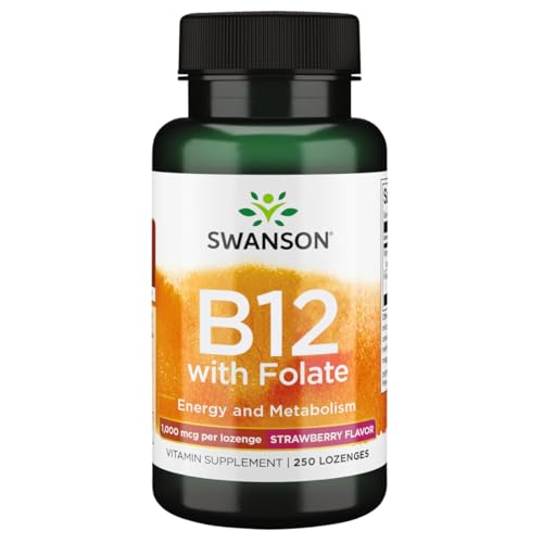 Vitamina B12 1000mcg Swanson 250 pastilhas Morango