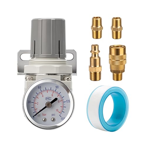 LNCHKA Mini Air Pressure Regulator 1/4' NPT, 0-150 PSI, Compact & Lightweight for Small Air Compressors, Nail Guns & DIY Projects