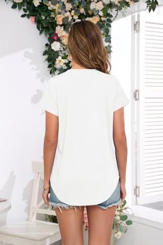 Image of Womens Summer Short Sleeve Tops High Low Loose Casual Basic T-Shirt