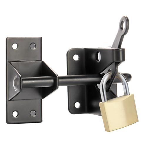 Image of WRINGKIT Self-Locking Gate Latch, Carbon Steel Heavy Duty Post Mount, 5.5 inch Door Security Latches, Automatic Gravity Gate Latch for Wooden Fence, Shed, Garden, Yard (Pack of 2)