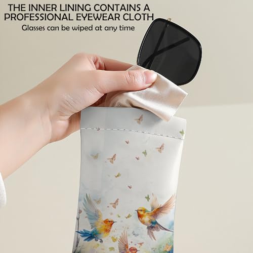 Image of 2 PCS Glasses Eyeglass Sunglasses Case Pouch Soft PU Leather Cute Aesthetic with Cleaning Cloth for Boys Men Man