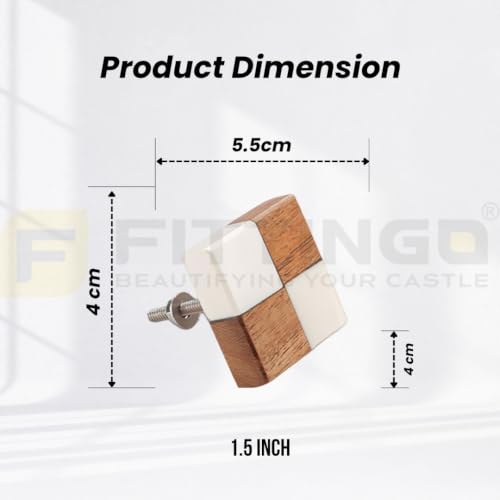 Image of 2 Piece Classic Wooden Knobs for Kitchen Cabinets, Dressers & Wardrobes | Solid Teak Wood Construction | Colour: Natural Wood | Size: 1.5 Inch-| 3 Years Warranty |