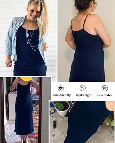 Image of Vlazom Women Full Slips Sexy Soft Slip Dress for Under Dress Spaghetti Strap Cami Slip Chemises V Neck Negligee S-3XL