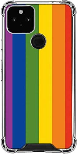 Skinit Clear Phone Case Compatible with Google Pixel 5 - Vertical Rainbow Flag Design