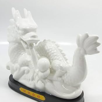 Amazon.co.jp: 白龍 置物 風水 白龍の置物 陶器 大サイズ 最大長