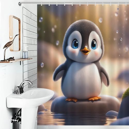 Rideau de douche manchot en polyester lavable 140x183cm pour baignoire familiale