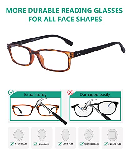 Image of Eyekepper 4 Pack Reading Glasses for Women and Men - Classic Readers Amber Frame-Black Arm +3.00