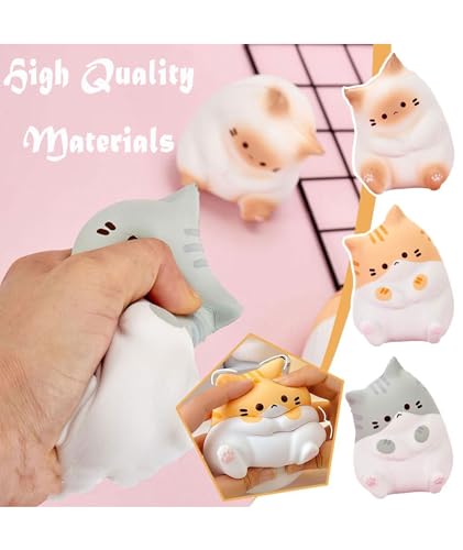 Image of Squishy Toy, Taba Squishy, Squishy Biscuit Squishy Fidget Toys Fufu Taba Stress Ball Squeeze Toys Anxiety Relief for Women /Men Stocking Fillers Birthday Gifts163 (Orange(cat))