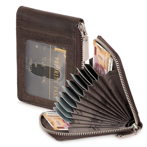 Image of HORNBULL Steve Coffee Brown RFID Blocking Leather Wallet for Men | Vertical Credit Debit Card Holder