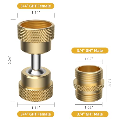 Image of 2 Pack Swivel Metal Garden Hose Adapter, 3 /4 inch Hose-Protect with 4 Adapters