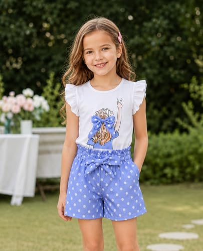 Image of Girls Summer Outfits Cute Sleeveless Top High Waisted Short Sets with Pockets Teen Girl Clothes Size 6-14 T