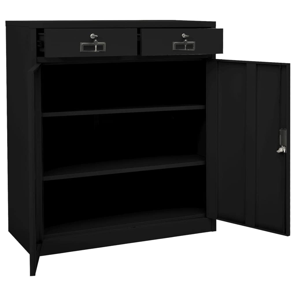 Armadio da ufficio, autoportante, in metallo, per aziende, ufficio, scuola, nero, 90 x 40 x 102 cm