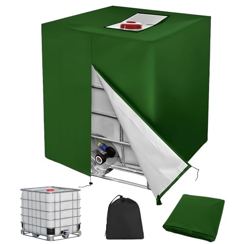 Druuzyl Funda cubre depósito 1000L IBC - Cremallera reforzada 120×100×116cm - Protección lluvia/UV - Material impermeable color verde