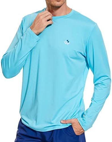 Men’s UPF 50+ Lightweight Long Sleeve Casual T-Shirt Quick Dry UV Sun Protection for Outdoor Beach Hiking Fishing Exercise