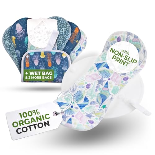 Image of Non-Slip, Organic Cotton Reusable Panty Liners for Teen Girls (Small 7-Pack) - 100% Breathable & High-Temp Washable Cloth Panty Liners for Vaginal Discharge - Gentle on Skin, Stay Fresh & Dry Daily