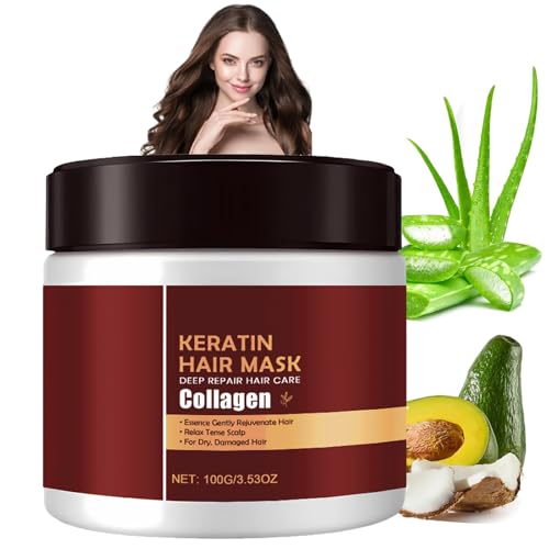 Hair Mask Mascarilla para el pelo de colágeno, capilar suave y alisadora profunda reparador,Crema hidratante para rizos Para cabello ondulado y rizado,Aceite hidratante para cabello seco y dañado