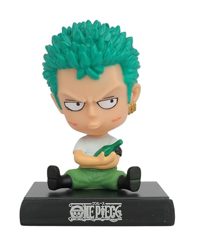 Image of Daiyamondo Polyvinyl Chloride Super Hero Anime Action Figure Bobble Head for Car Dashboard Office & Study Table Decoration for Everyone (Zoro One Piece, 9 Cm, 7.5 Cm)