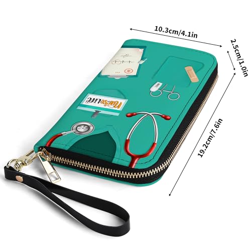 Nurse Gifts - Mothers Day, Birthday Gifts for Nurses - Nurses Week Gifts - Nurse Gifts for Women - Nursing Appreciation Gifts - Nurse Scrub Purse - Leather Long Wallet for Work, Travel4