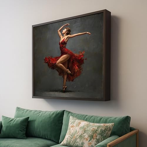 Décoration murale de danse contemporaine et tableau de ballet, affiche toile rouge 30x30
