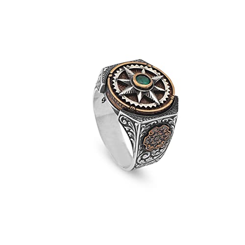Bague Homme Argent 925 Émeraude Véritable Bijou Artisanal Fait Main au Style Millésime