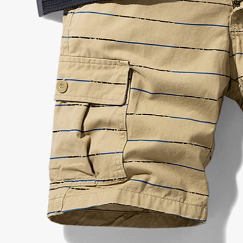 Heren Casual Shorts Zomer Stijl Trendy Gestreepte Afdrukken Effen Kleur Losse Overalls Shorts Mode Multi-pocket Casual Vijfpuntsbroek - Afbeelding 5