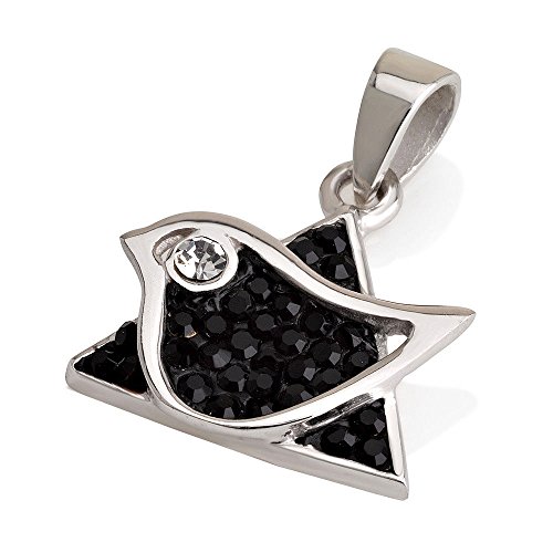 Collier étoile de David pigeon en argent et cristaux noirs pour un style affirmé
