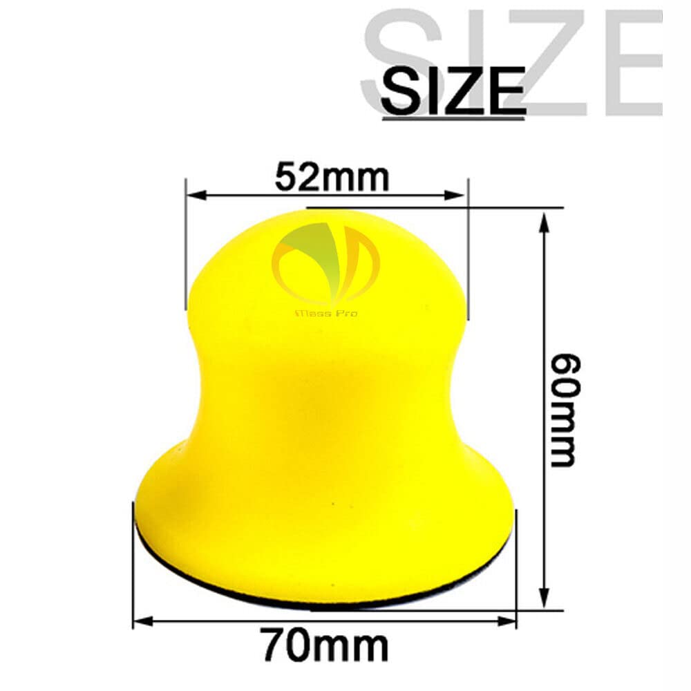 Mass Pro 3 Inch Hook & Loop Hand Sanding Block 72 x 65mm, Ergonomic Hand Grinding Block for Sanding Discs, Woodworking, Furniture Restoration, Automotive Body Repair, Paint Finishing & DIY
