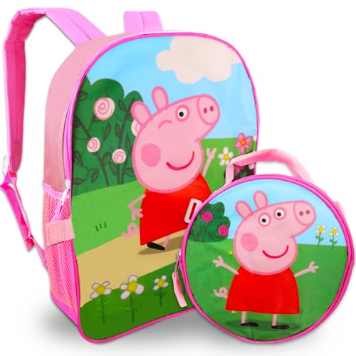 Sac à dos Peppa Pig de 40 cm avec boîte à déjeuner et gourde pour l'école - 2