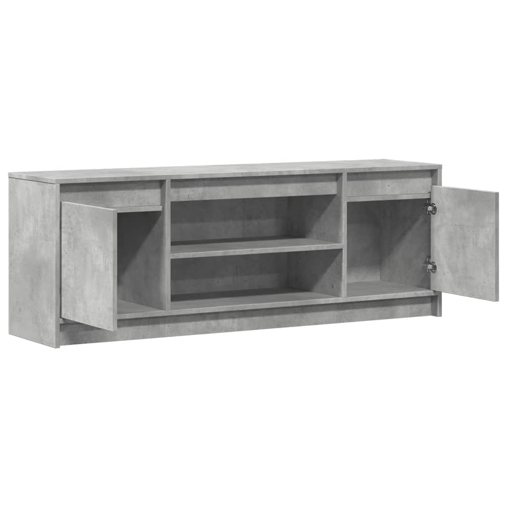 TV-Schrank mit LED-Beleuchtung, Betongrau, 139,5x34x50 cm, Holzwerkstoff, für Wohnzimmer, Entertainment Center, Media Console