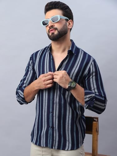 Image of Indian Needle Men's Striped Regular Fit Shirts