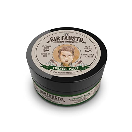 Cera para Pelo de Hombre Forming Paste - Ideal para todo tipo de Cabellos - 100 ml - Potente Fijadora, Moldeadora y Definición - 100% Natural con Manteca de Karité y Salvia Hispánica - Sir Fausto