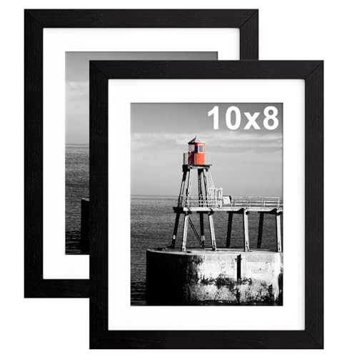 2 Pack 8x10 Picture Frame with 5x7 Mount 20x25cm Wooden Photo Frames