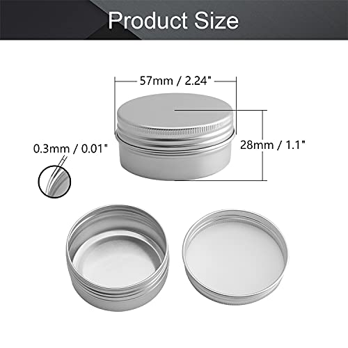 Image of Othmro 12Pcs Metal Round Tins 1.7oz Aluminum Cans 50ml Refillable Containers With Screw Lid for Salve Spices Lip Balm Tea Candies Silver 5728mm