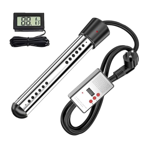 Chauffage À Eau Chaude Portable, Radiateur À Immersion avec Fonction de la Minuterie, Chauffage de Piscine en Acier Inoxydable, Radiateur de Piscine, Chauffe 5 Gallons en Minutes Black 3000W